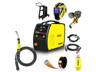 KOWAX GeniMig 220LCD, Svářecí invertor MIG/MAG/MMA SET4BL, hořák 4m ULTRA 150A, kabely 3m, kukla + DRÁT + VENTIL + SPREJ